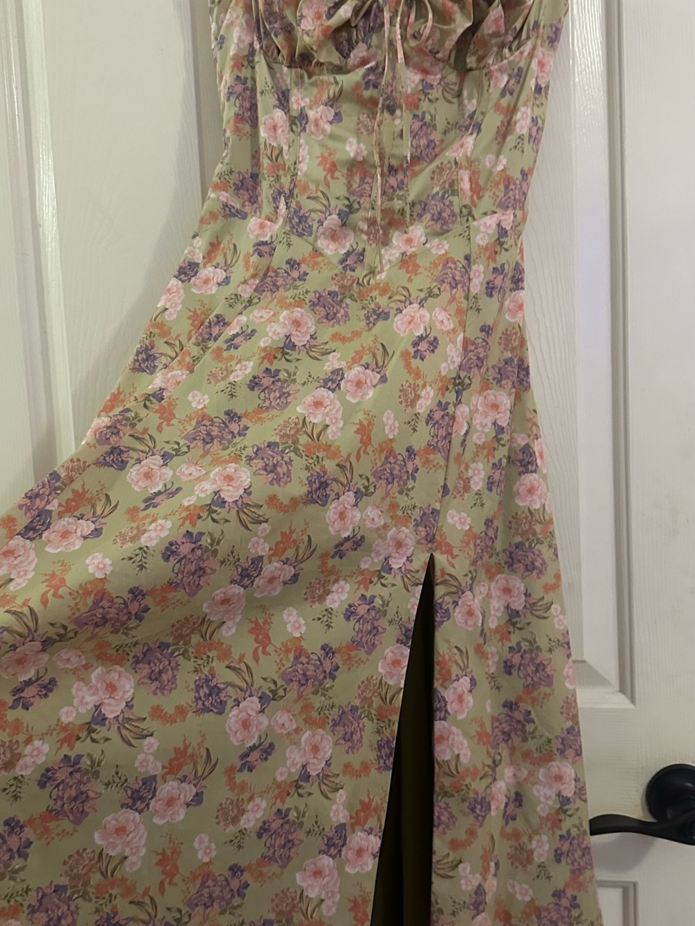 House of CB Olive Green Floral Maxi Dress - Picture 3 of 6
